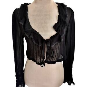 BDG Cropped Ruffled Tie Front BoleroTop Goth Victorian Dark Feminine Regency M